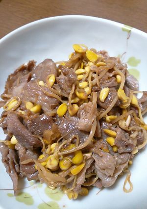 わりしたで楽々☆豆もやしと豚肉の炒め物☆-レシピのメイン写真