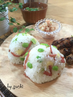 ベーコンと枝豆チーズ☆オイルおにぎり-レシピのメイン写真