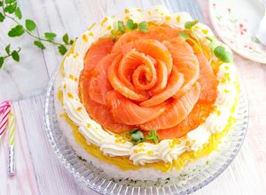 雛祭り♡サーモンのお花でケーキ寿司♡-レシピのメイン写真