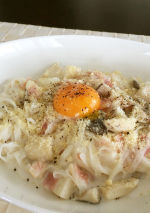 【糖質0g麺】カルボナーラ風-レシピのメイン写真