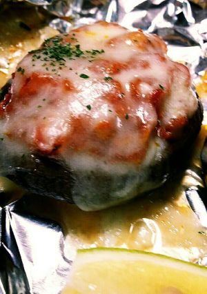 『椎茸とミートソースのチーズ焼き』-レシピのメイン写真