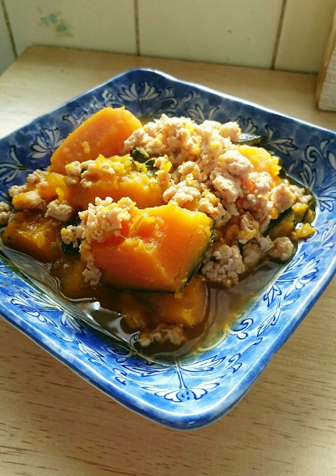 簡単☆鶏むねそぼろとかぼちゃの煮物-レシピのメイン写真