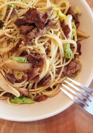 牛肉とキャベツのバター醤油パスタ-レシピのメイン写真