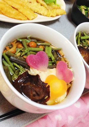 なめこわらびと大和芋のかけ蕎麦♡-レシピのメイン写真
