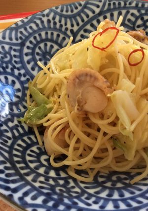 ホタテとキャベツのペペロンチーノ-レシピのメイン写真