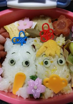 ムーミンとノンノンのひなまつりキャラ弁♡-レシピのメイン写真