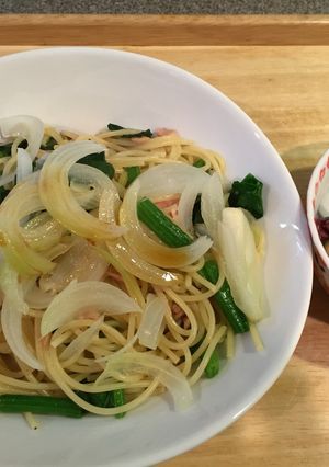 超簡単!一人ランチのツナほうれん草パスタ-レシピのメイン写真