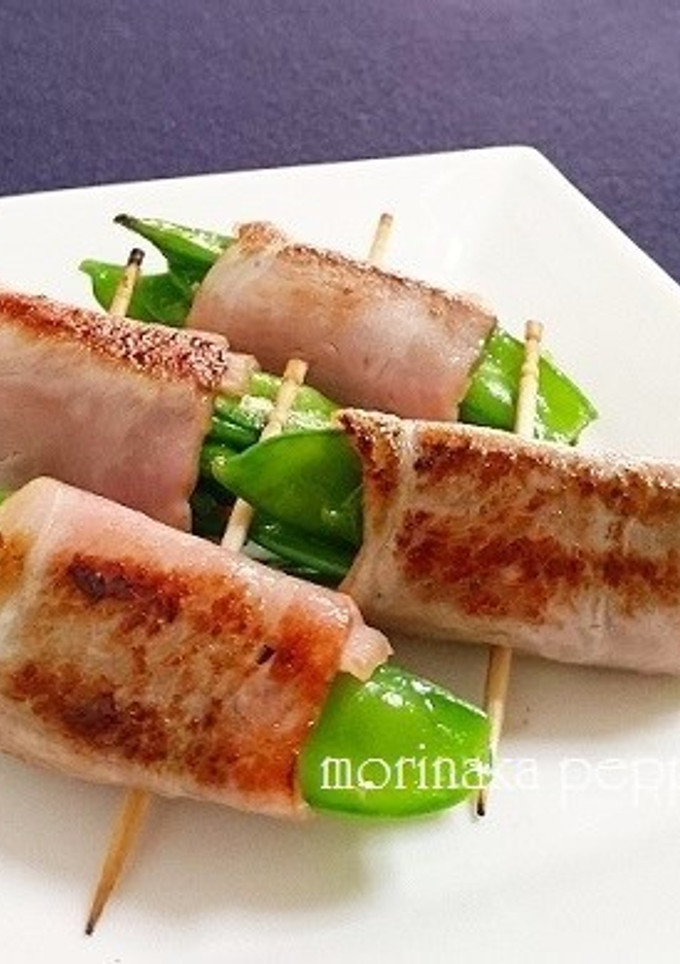 簡単おつまみ！きぬさやのベーコン巻き-レシピのメイン写真