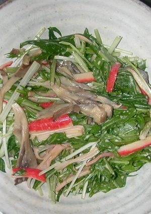 水菜＆カニカマ＆舞茸のサラダ ２-レシピのメイン写真