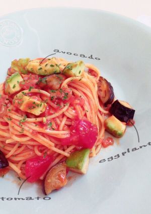 アボカドと茄子のトマトパスタ-レシピのメイン写真