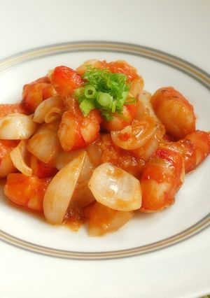 新玉ねぎと海老のチリソース-レシピのメイン写真
