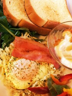 キャベツの巣ごもり 朝ごはん-レシピのメイン写真