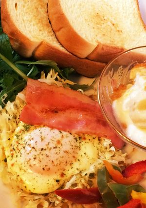 キャベツの巣ごもり 朝ごはん-レシピのメイン写真