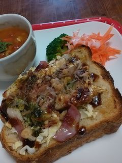 娘が作る激うま!お好み焼きトースト-レシピのメイン写真