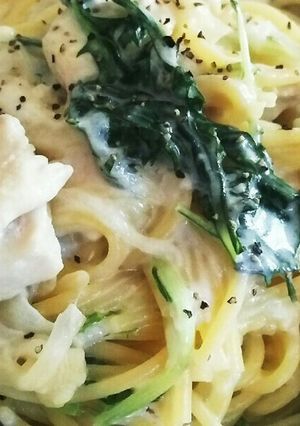 ささみ肉と水菜のクリームパスタ-レシピのメイン写真