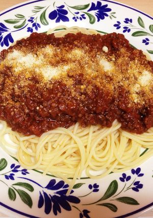 野菜ジュースで絶品ミートソースパスタ-レシピのメイン写真