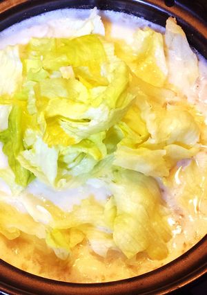 豆乳とレタスの鍋焼きうどん-レシピのメイン写真