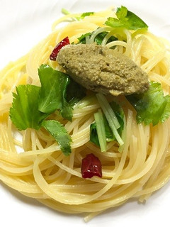 カキ(牡蠣)のペースト乗せペペロンチーノ-レシピのメイン写真