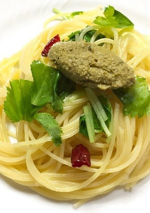 カキ（牡蠣）のペースト乗せペペロンチーノ-レシピのメイン写真
