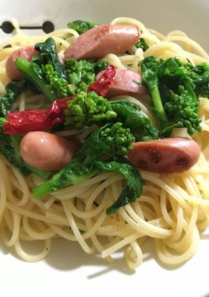 菜の花とソーセージnoパスタde春♡簡単-レシピのメイン写真