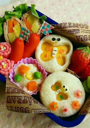 サンドイッチで♪蝶々の春弁当♡-レシピのメイン写真