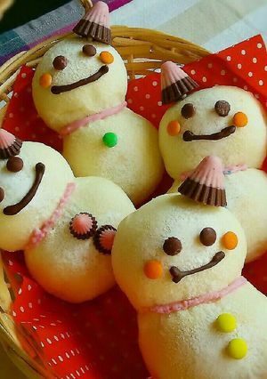白パンで♡雪だるま-レシピのメイン写真
