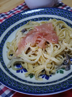 簡単時短!生ハム付すいすいクリームパスタ-レシピのメイン写真