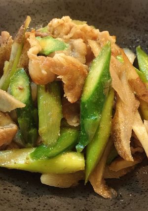 アスパラガスとごぼうと豚肉の塩きんぴら-レシピのメイン写真