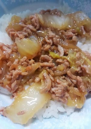 誰でも出来る！豚ひき肉と白菜のあんかけ丼-レシピのメイン写真