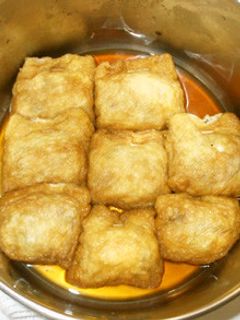 油揚げの袋煮♪油揚げ巾着ひき肉煮る♪節約-レシピのメイン写真