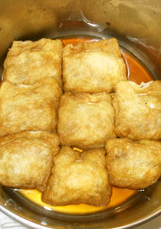 油揚げの袋煮♪油揚げ巾着ひき肉煮る♪節約-レシピのメイン写真