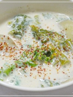 ☆新じゃが&菜の花の豆乳ココナッツスープ-レシピのメイン写真