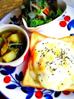 ☆ツナハム目玉焼きトースト☆朝食に!!-レシピのメイン写真