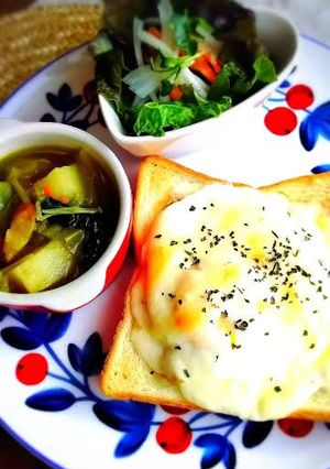 ☆ツナハム目玉焼きトースト☆朝食に!!-レシピのメイン写真