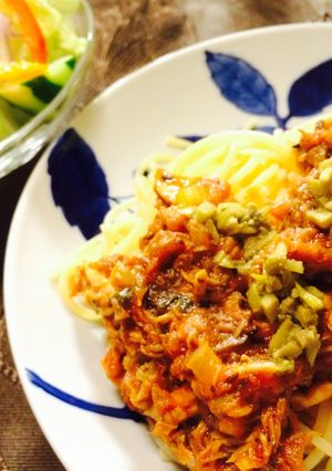 絶品！簡単！さばトマトパスタソース-レシピのメイン写真