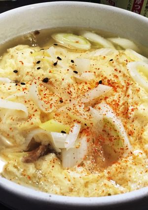 コンロ1機で出来る!簡単卵とじうどん-レシピのメイン写真