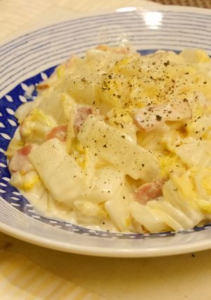 牛乳で★ベーコンと白菜のクリームパスタ-レシピのメイン写真