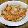白菜とキノコの鱈子餡かけ炒め