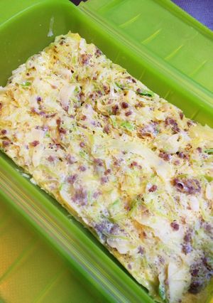 ルクエで時短1…朝ご飯♪キャベツオムレツ-レシピのメイン写真