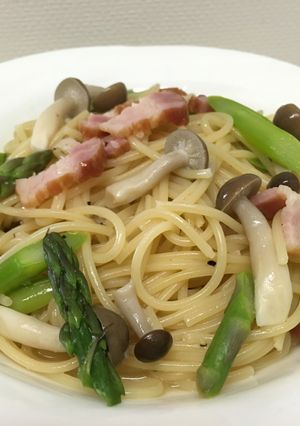 アスパラとベーコンのスープパスタ 10分-レシピのメイン写真