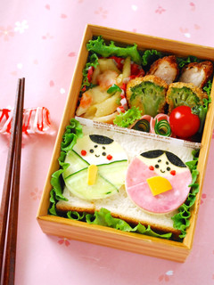 ひな祭りキャラ弁☆簡単サンドイッチ弁当-レシピのメイン写真