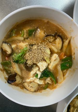 肉無豆腐コク旨クリーミー酸辣炒飯味野菜炒-レシピのメイン写真