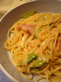 やみつき!キムチベーコンクリームパスタ-レシピのメイン写真