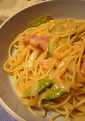 やみつき!キムチベーコンクリームパスタ-レシピのメイン写真