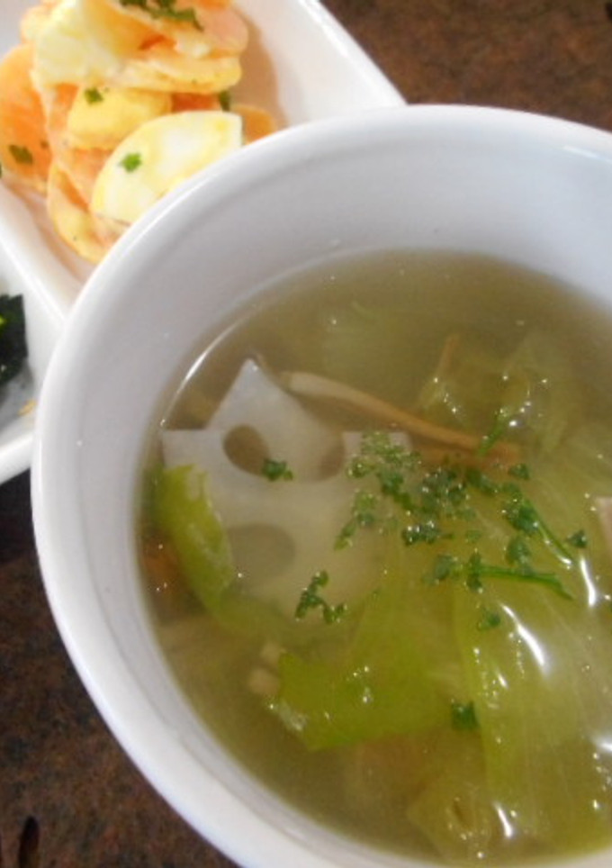 レタス☆かきの木茸☆蓮根のスープ-レシピのメイン写真