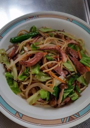 イカと野菜のペペロンチーノスパゲッティー-レシピのメイン写真