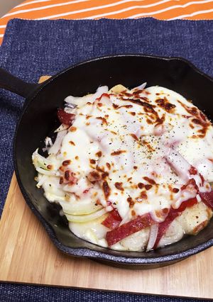 スキレットで餅ピザ-レシピのメイン写真