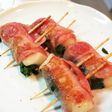 お餅と春菊のベーコン巻き。