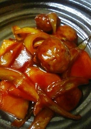 ミートボールとかぼちゃのケチャップ煮-レシピのメイン写真
