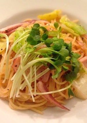 簡単！イカゲソと春キャベツの塩パスタ-レシピのメイン写真